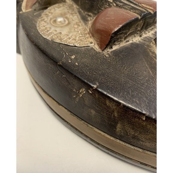 Carved Wooden Face Mask Metal Inlay Open Mouth Tribal Ethnic Cultural Decor READ - Picture 13 of 15